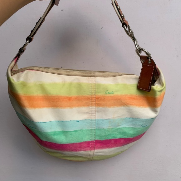 Coach soho striped small hobo summer pastels bag - Picture 3 of 8